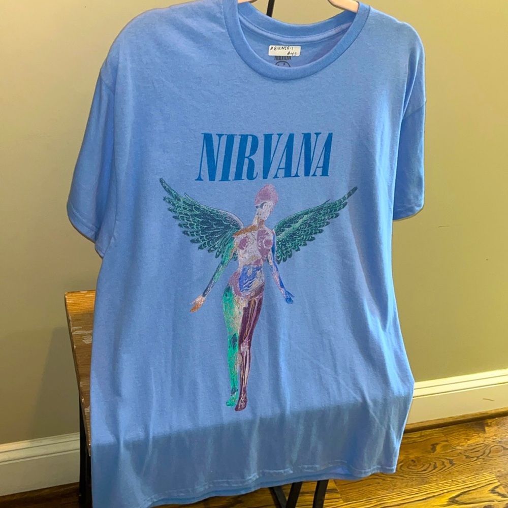 Nirvana In Utero Album Cover unisex baby blue t shirt/ never worn! Amazing con.